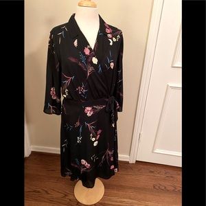 Black floral Worthington brand wrap dress.